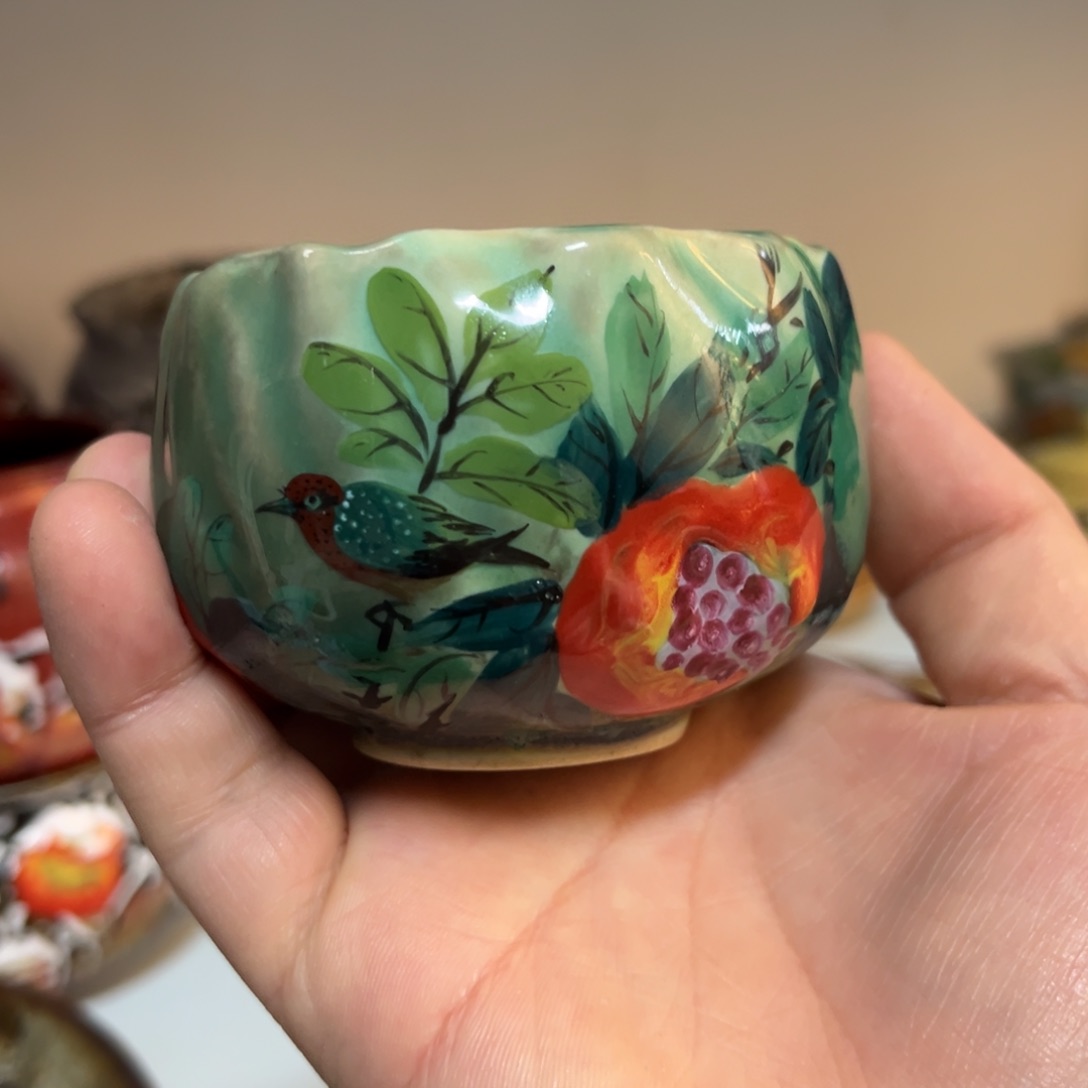 杯柴烧手工手绘陶瓷