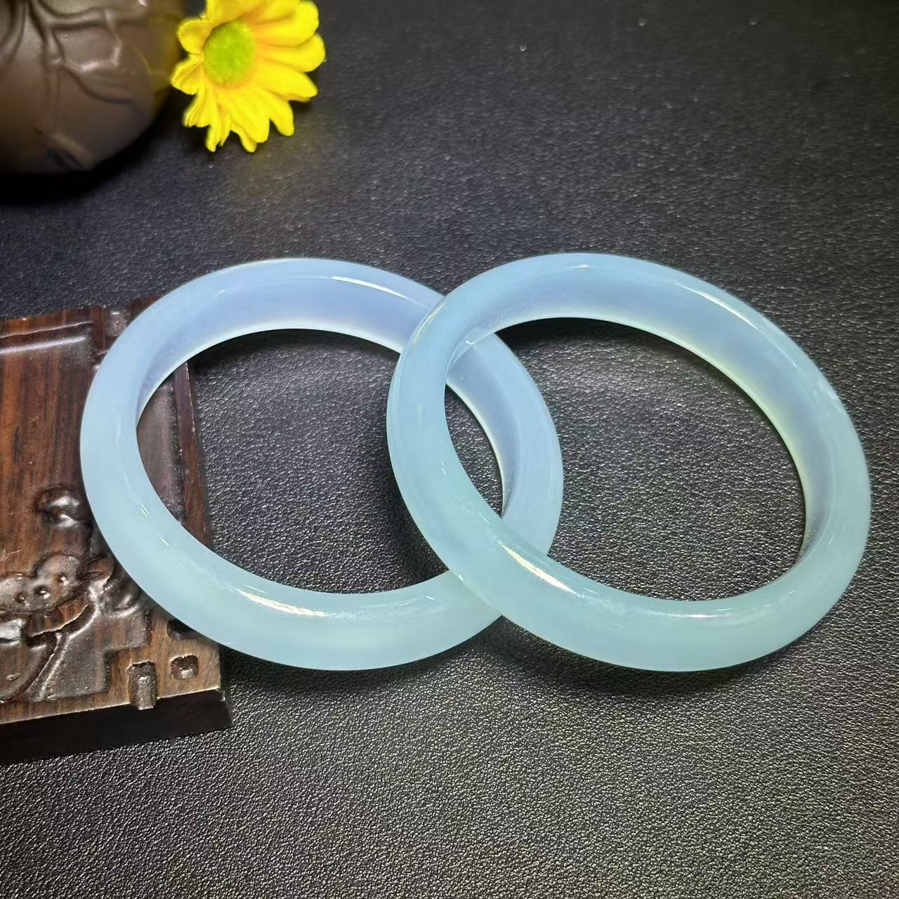 S1151【任会长珠宝】雪域蓝天冰魄幽蓝玛瑙手镯-多样性只发一件