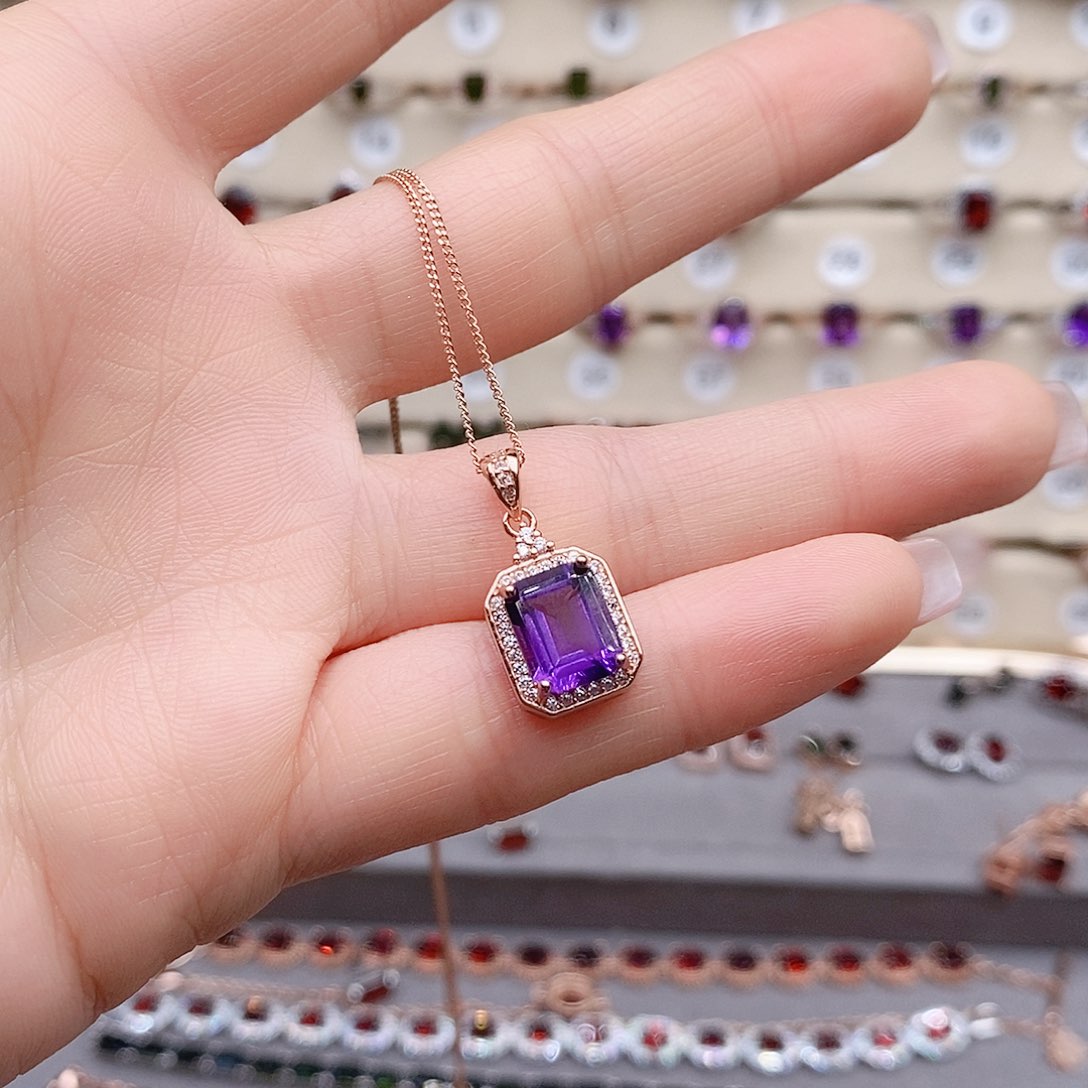 水晶颈饰银S925镶嵌颈饰