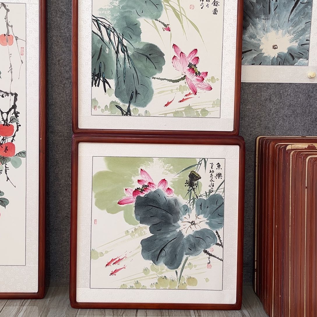 国画书画作品带框63×63