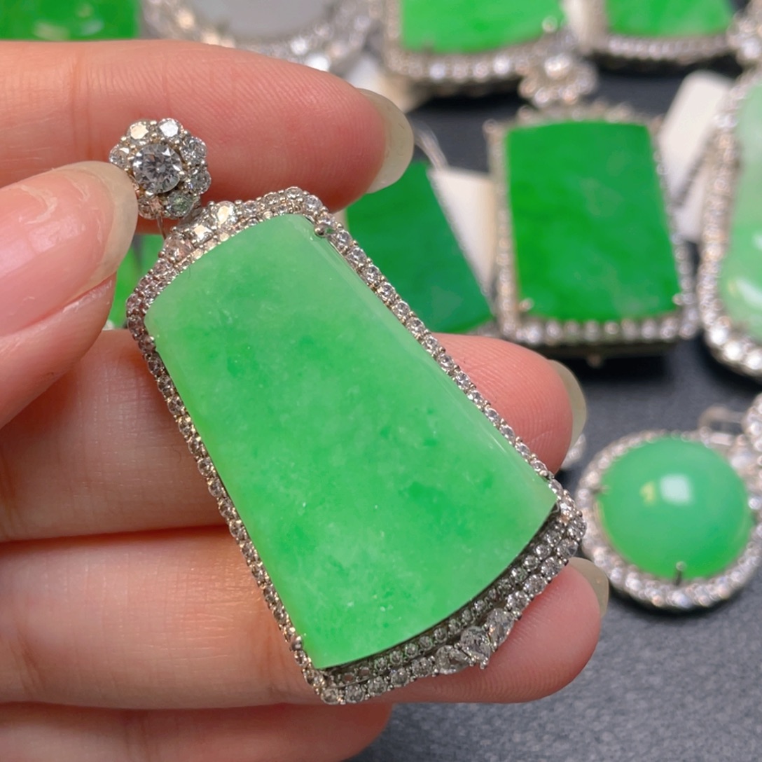 翡翠银S925镶嵌吊坠(不含链)