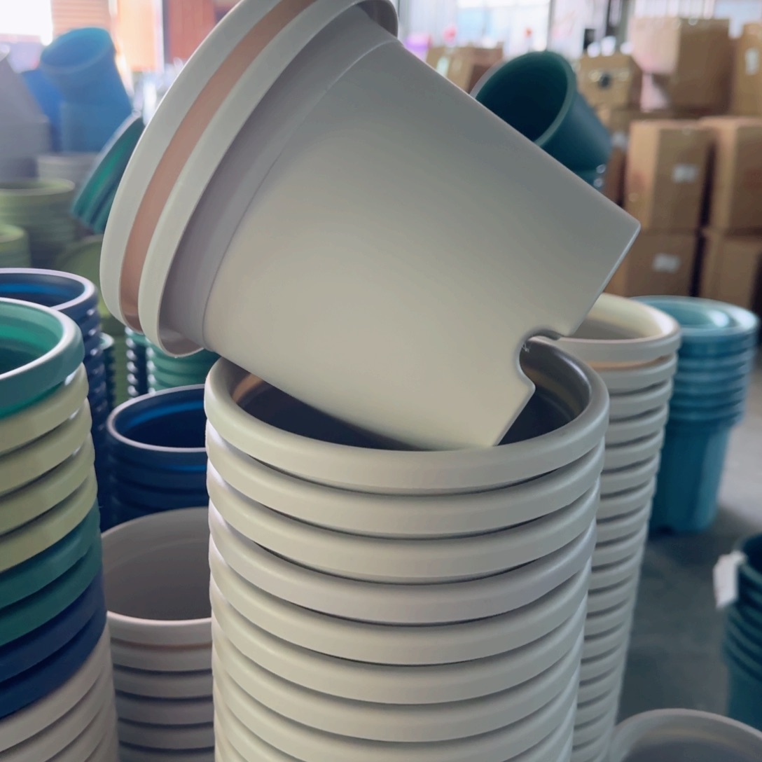 树脂四季盆2#无拖灰白微瑕13