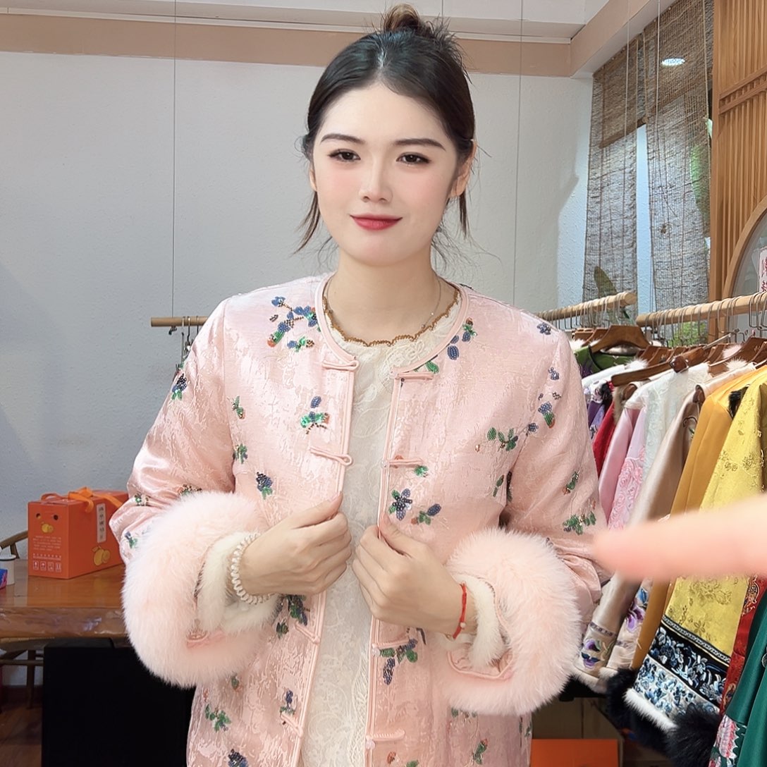 新中式女装狐狸毛395