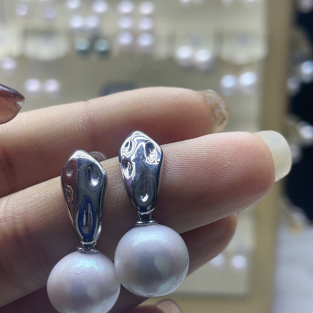 淡水珍珠耳饰银S925镶嵌