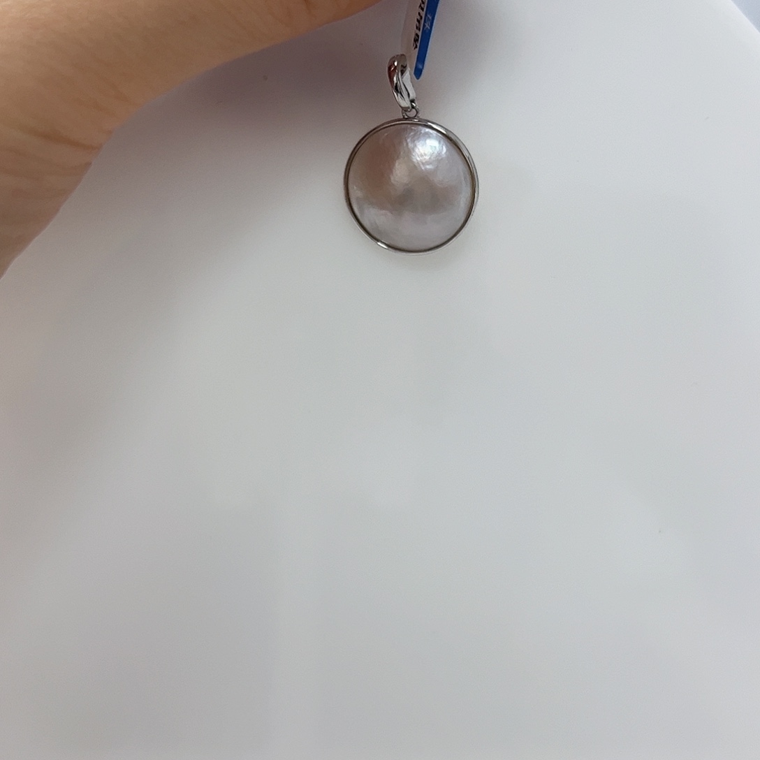 拼合珍珠（马贝珠）吊坠银S925镶嵌a 123