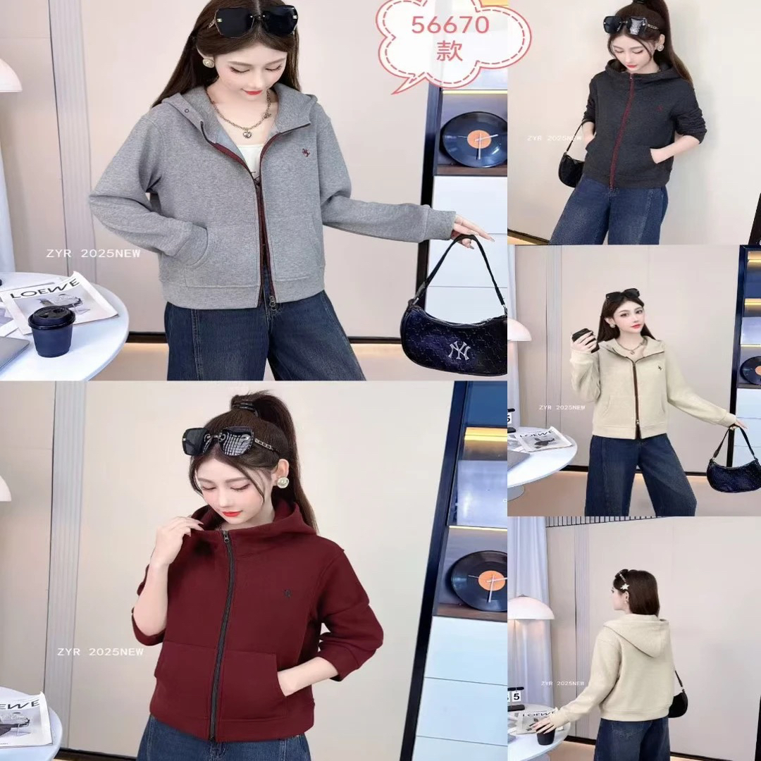 56670新款时尚欧丽绒底百搭外套(衣长58左右)