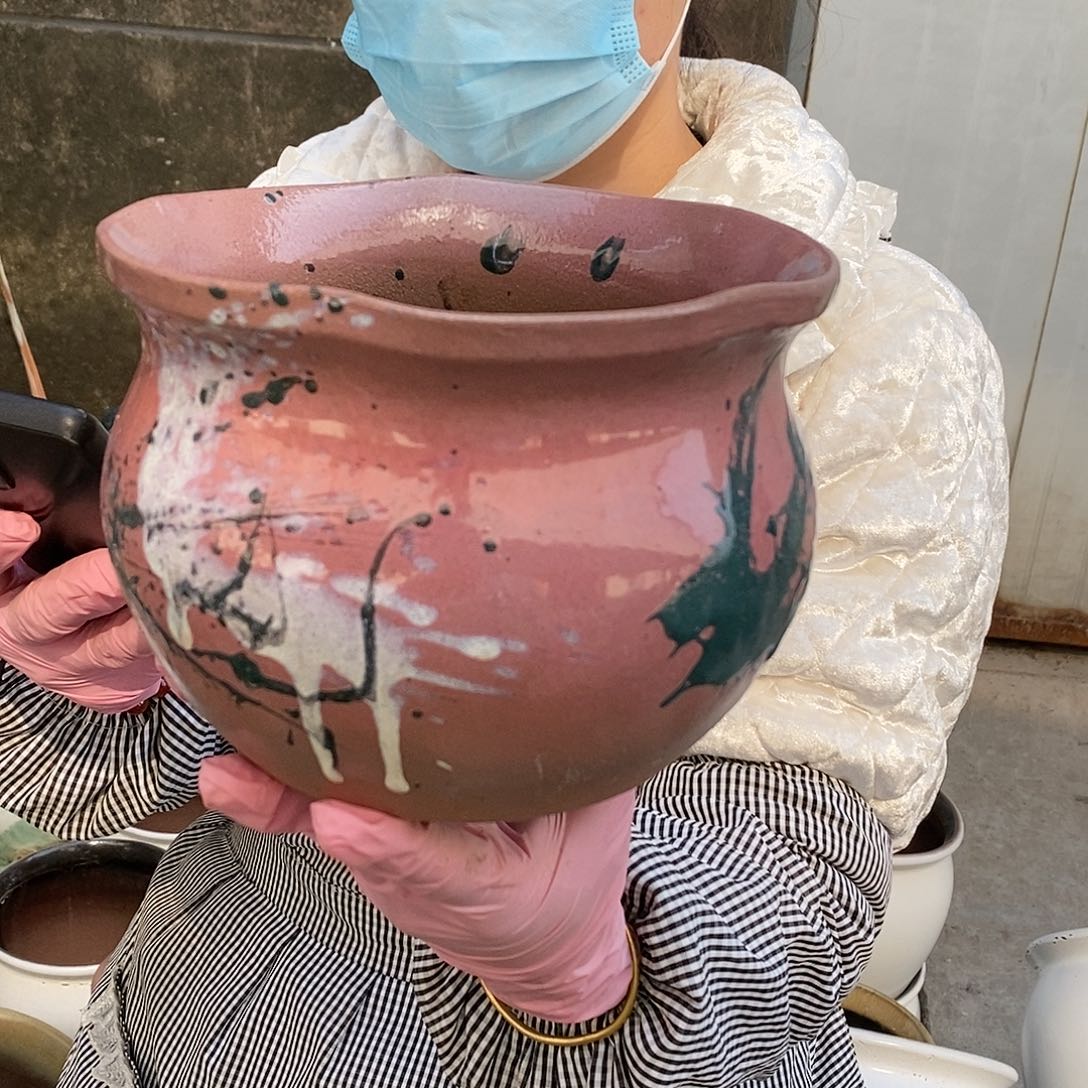 紫砂花盆瑕疵口18高12