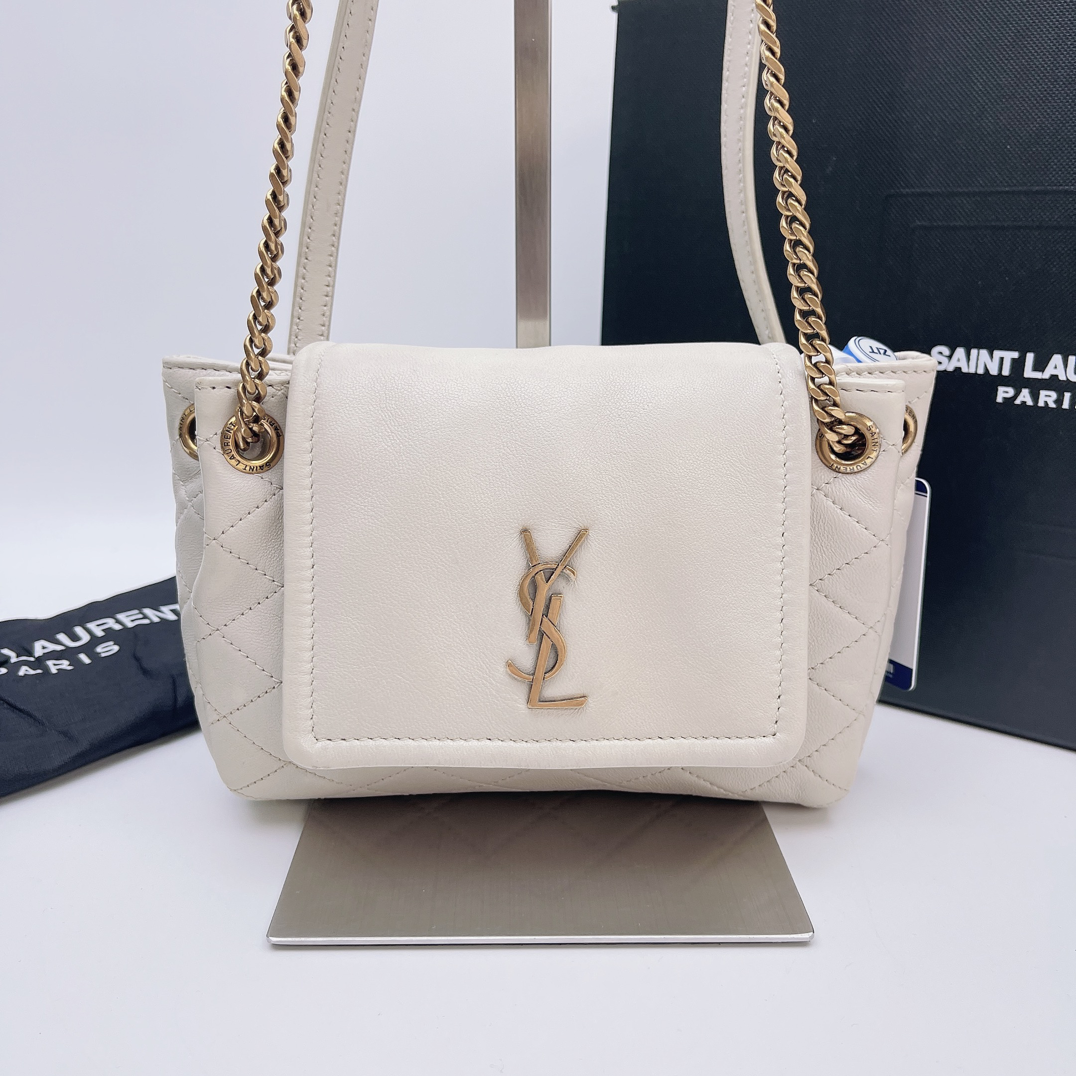 95新 YSL/圣罗兰 圣罗兰 白色洛丽塔单肩包底长16 R717
