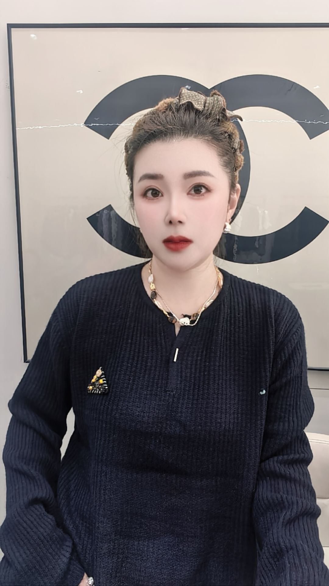 长袖条纹圆领针织女毛针织衫时尚加绒毛衣打底衫