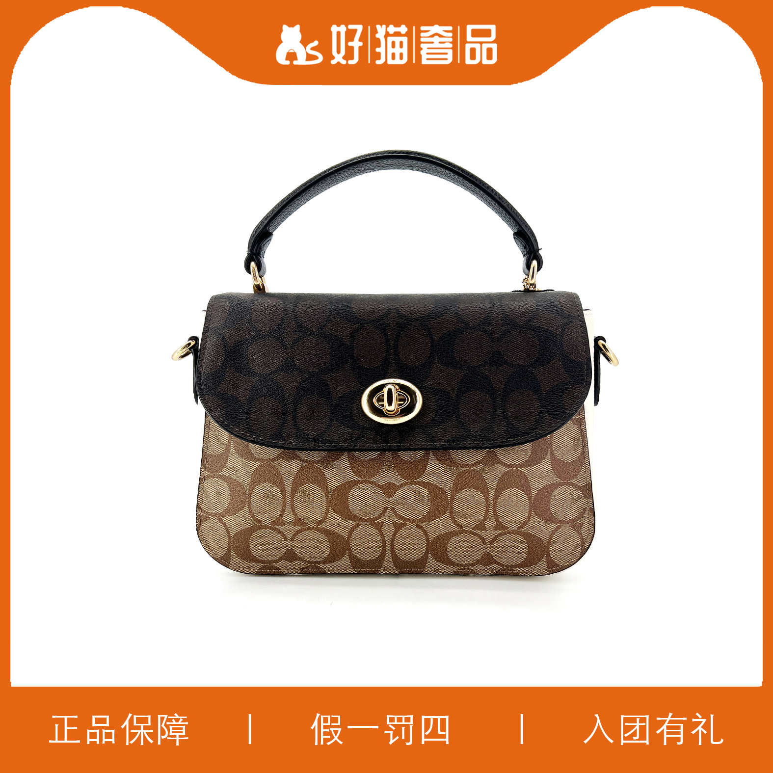 95新 COACH/蔻驰 蔻驰老花邮差手提包/W6276/24X18X7