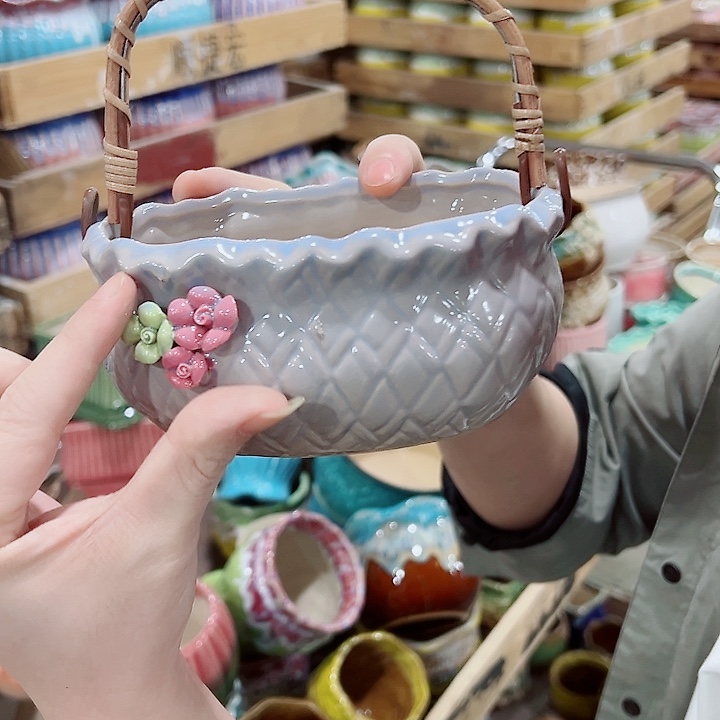 有孔，凑单福利满10元发货陶瓷多肉花盆！