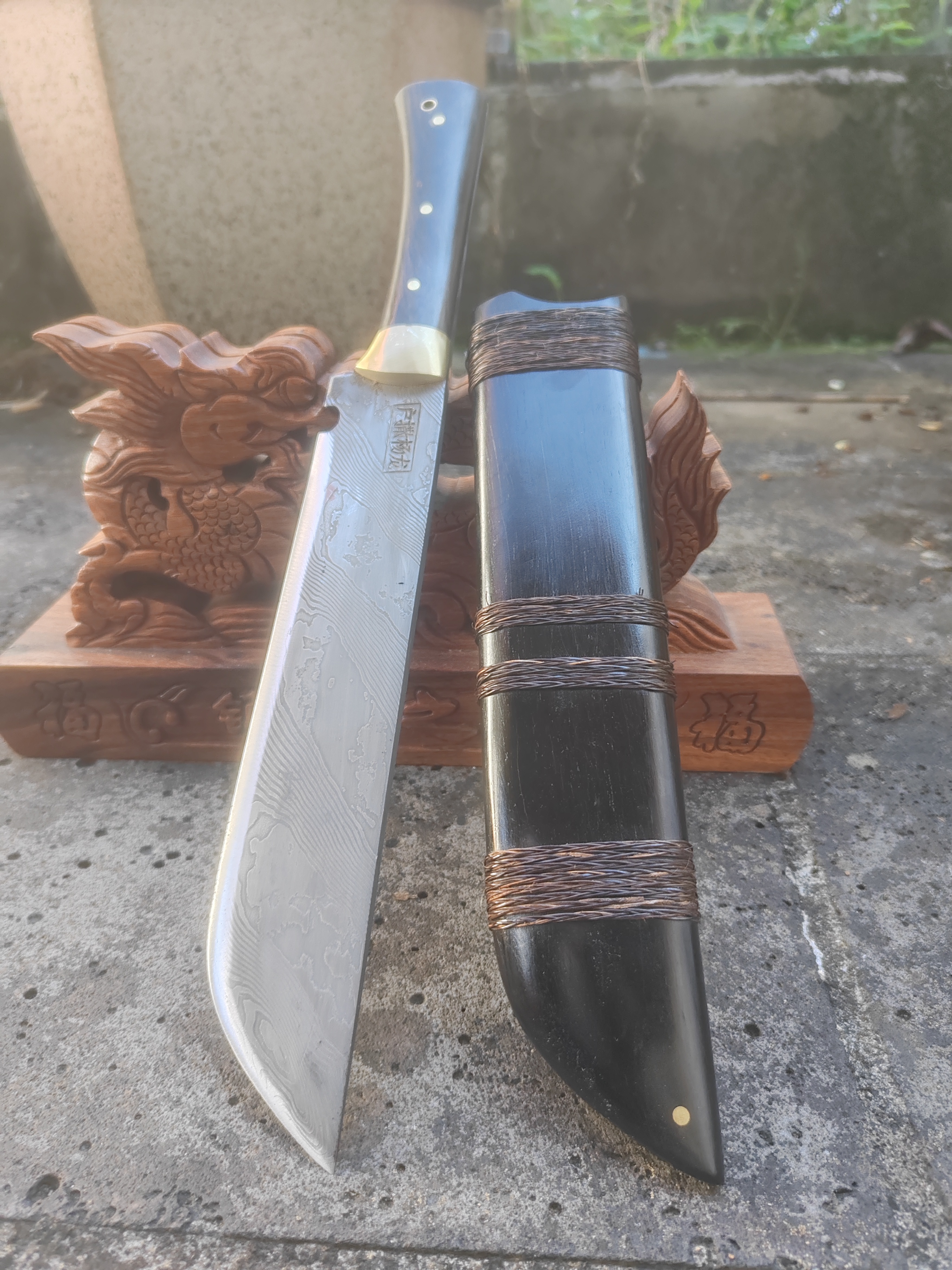 【金龙】手工锻造扭转纹钢户外野外清障露营实用功能柴刀野营多功能