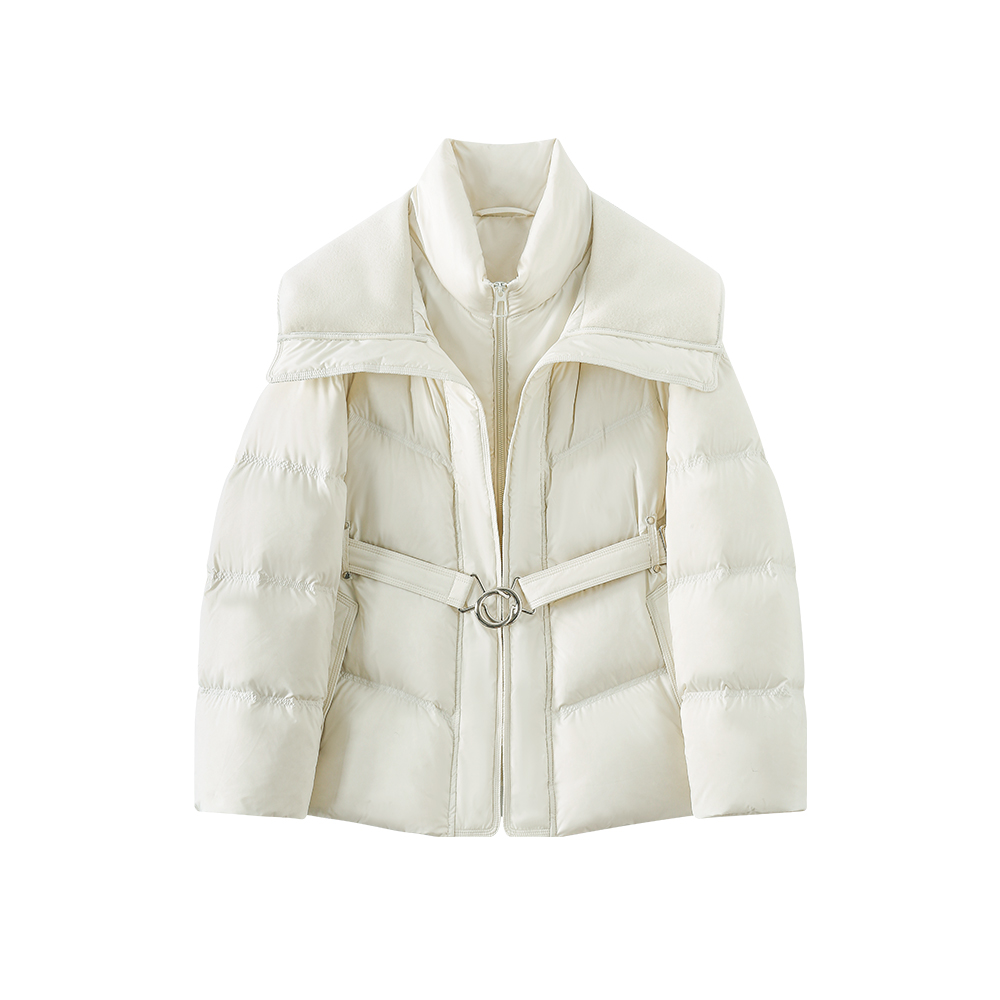 冬季时尚加厚设计感大翻领气质收腰羽绒服-12516