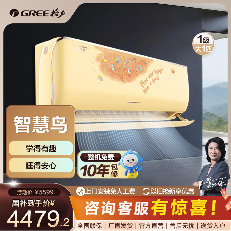 格力智慧鸟儿童变频冷暖大1匹1级能效挂机空调【活动】