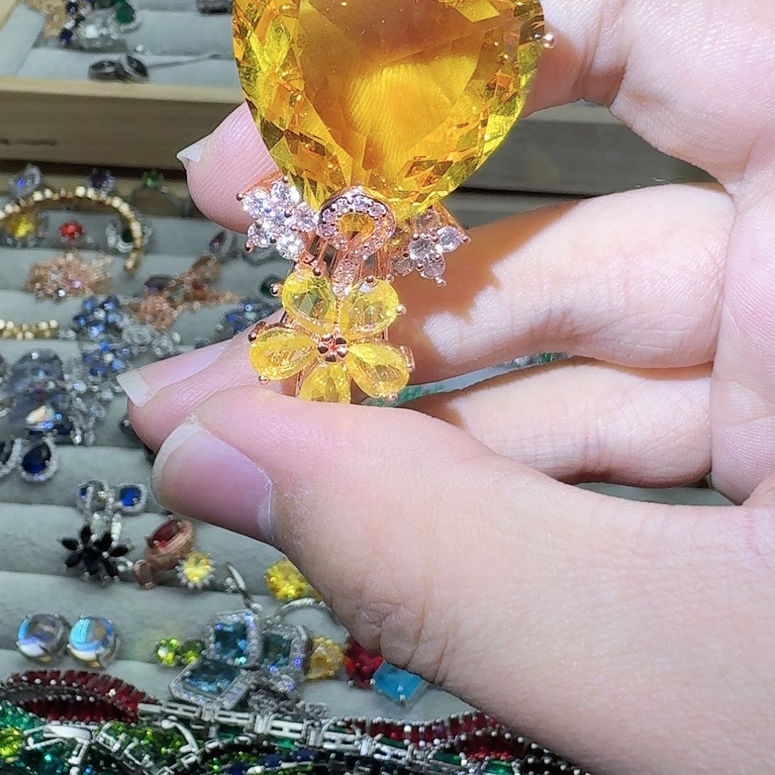 托帕石戒指银S925镶嵌