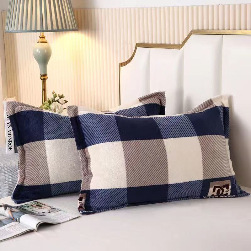 牛奶绒枕套加绒枕芯套加厚枕头套一对装单只装简约枕芯秋冬款