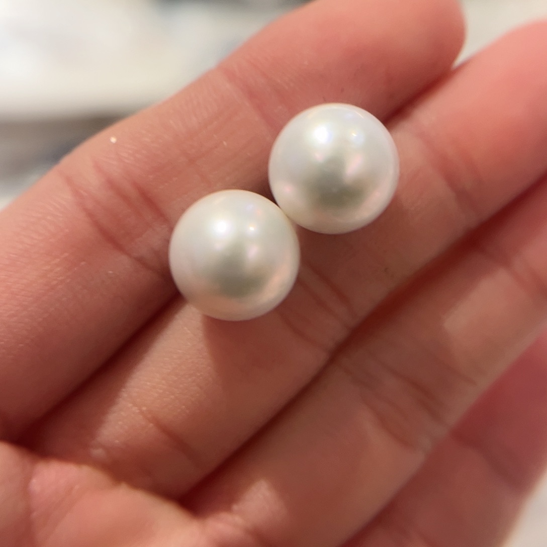 淡水珍珠耳饰银S925镶嵌