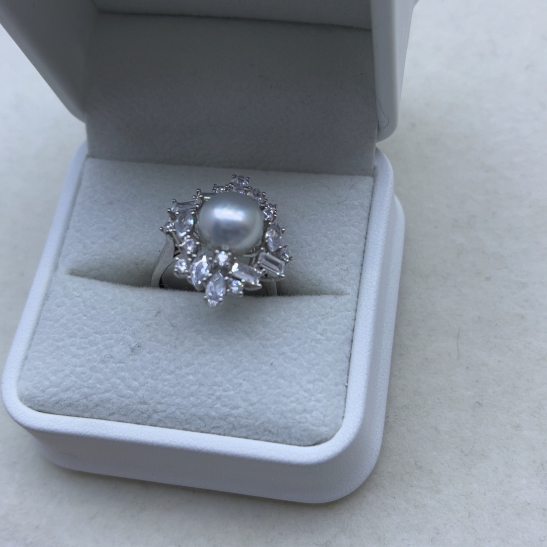 海水珍珠银S925镶嵌戒指