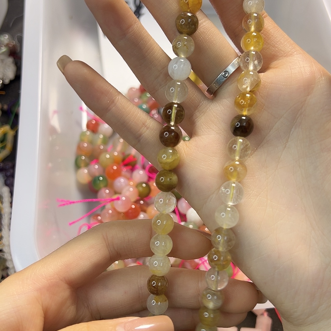 玛瑙/玉髓合金珠宝半成品黄胶花卡9一条