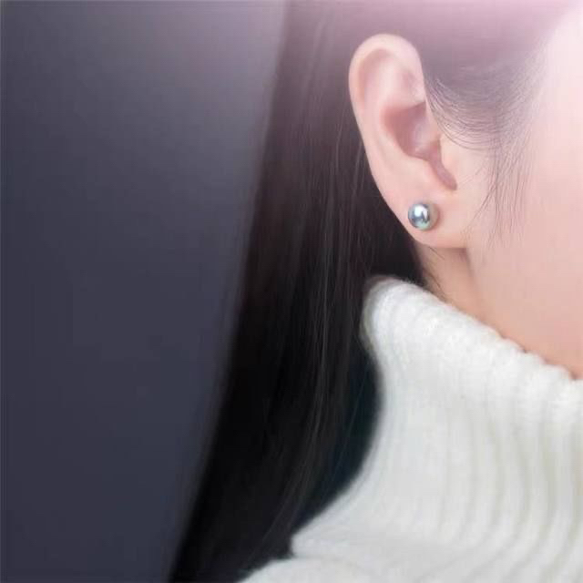 925银耳饰 8mm多麻色耳钉