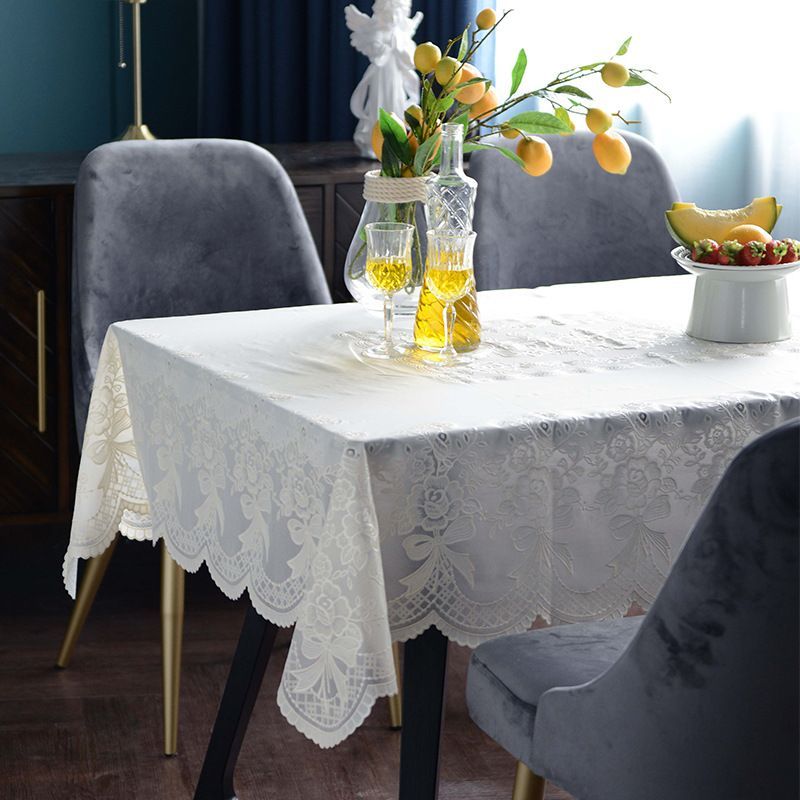 新款珠光蕾丝桌布免洗防水防污防烫家用茶几桌布长方形餐桌布PVC