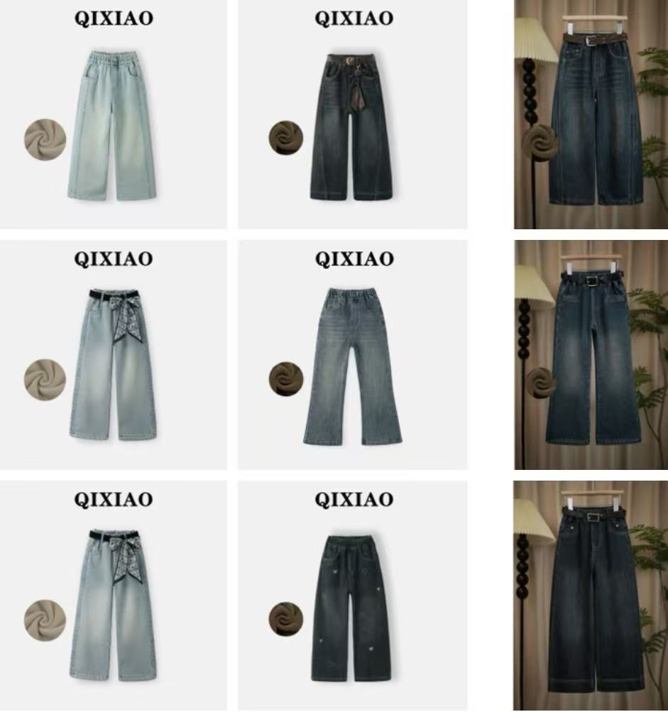 【现货奥粒绒中厚款】女童牛仔裤冬款加绒长裤2025新款厚款儿童宽松