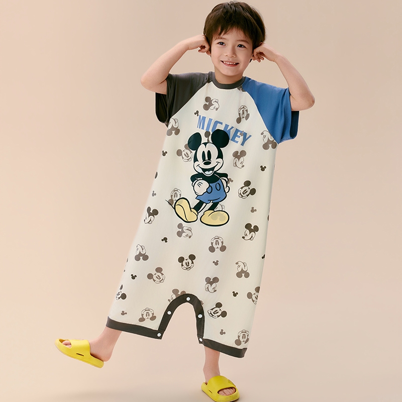 Disney/迪士尼新款夏季短袖连体防踢被卡通动漫舒适家居服0366