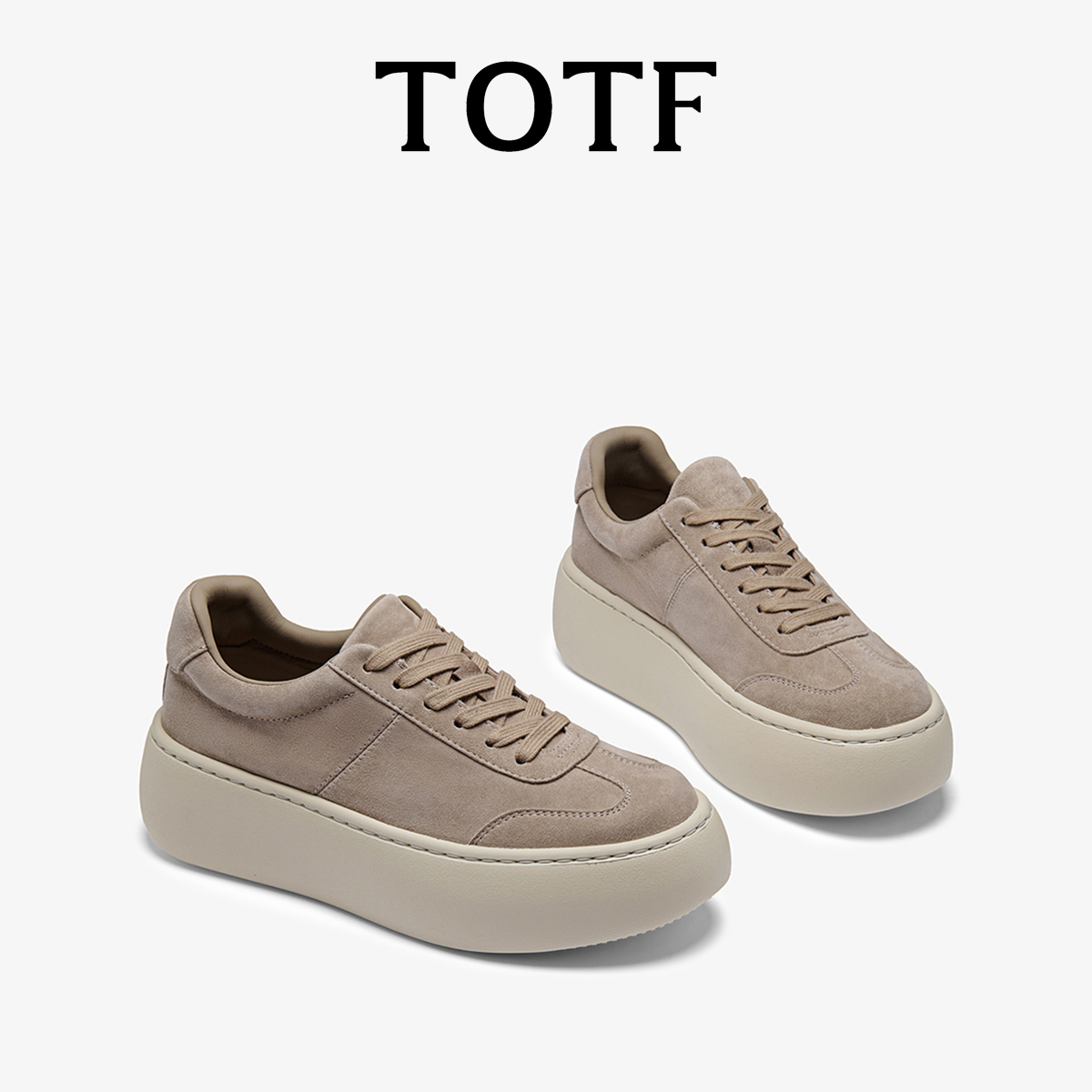 TOTF厚底加绒德训鞋2025秋冬爆鞋超轻真皮复古板鞋增高百搭休闲鞋