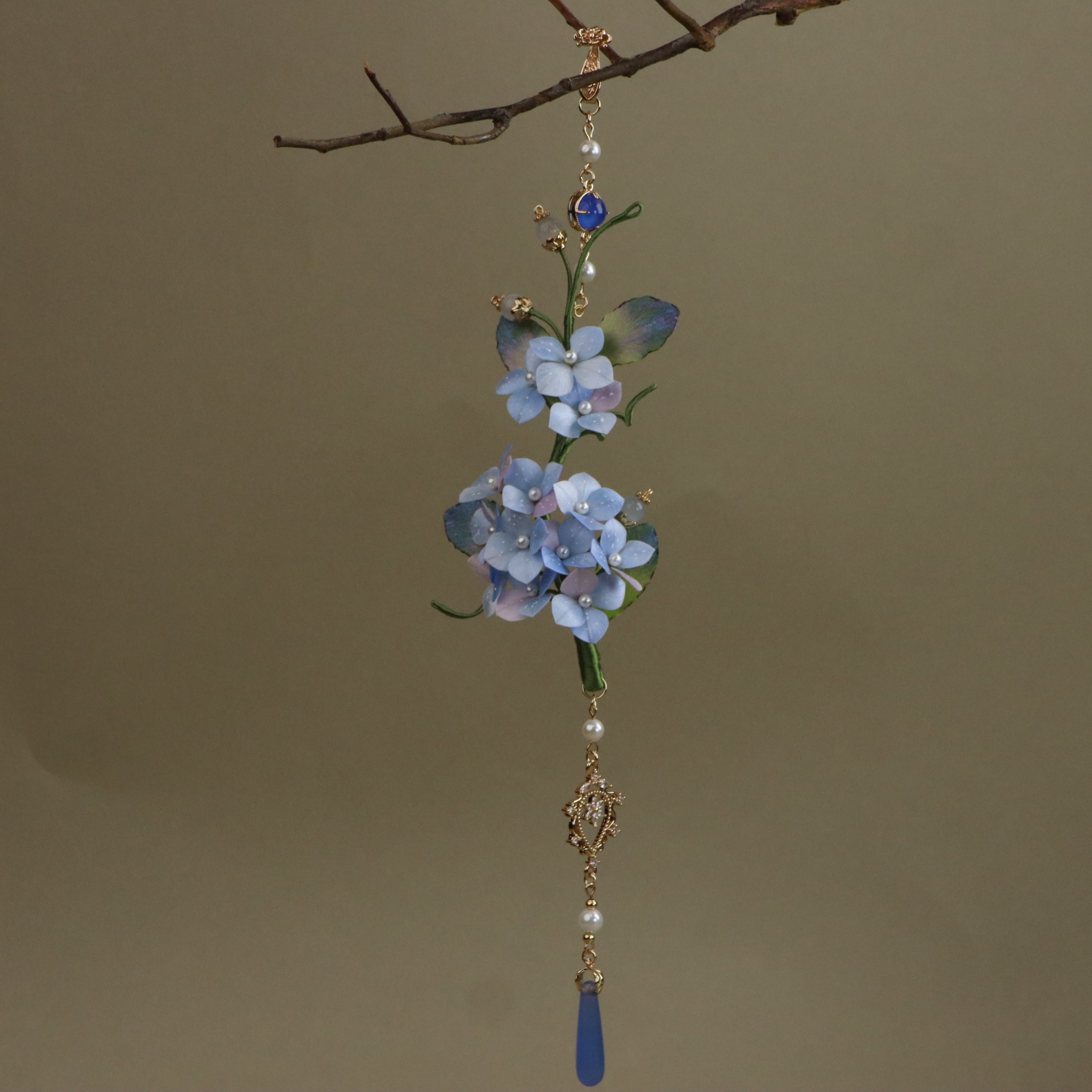 【无尽夏】非遗绒花绣球压襟古风百饰超仙桑蚕丝