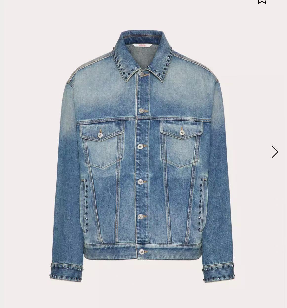 未使用 Valentino/华伦天奴 男士复古翻领牛仔外套蓝色休闲长袖