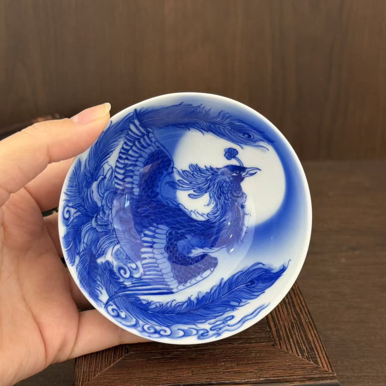 【含月阁】青花凤凰普洱杯