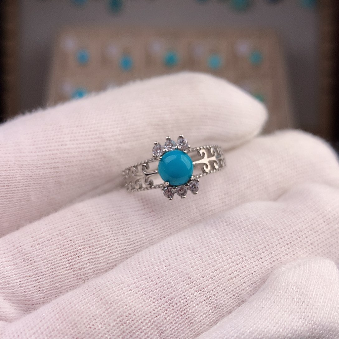 绿松石戒指银S925镶嵌