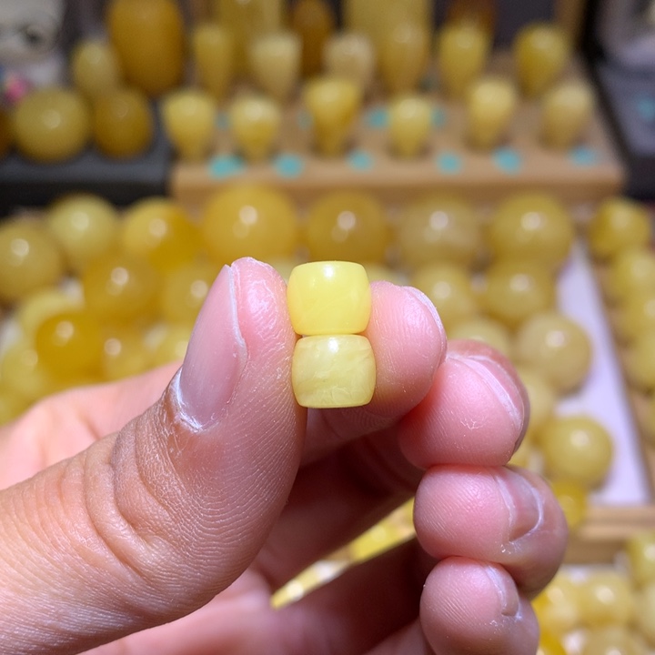 蜜蜡裸石未镶嵌天然俄料黄白花蜜蜡精工直切8