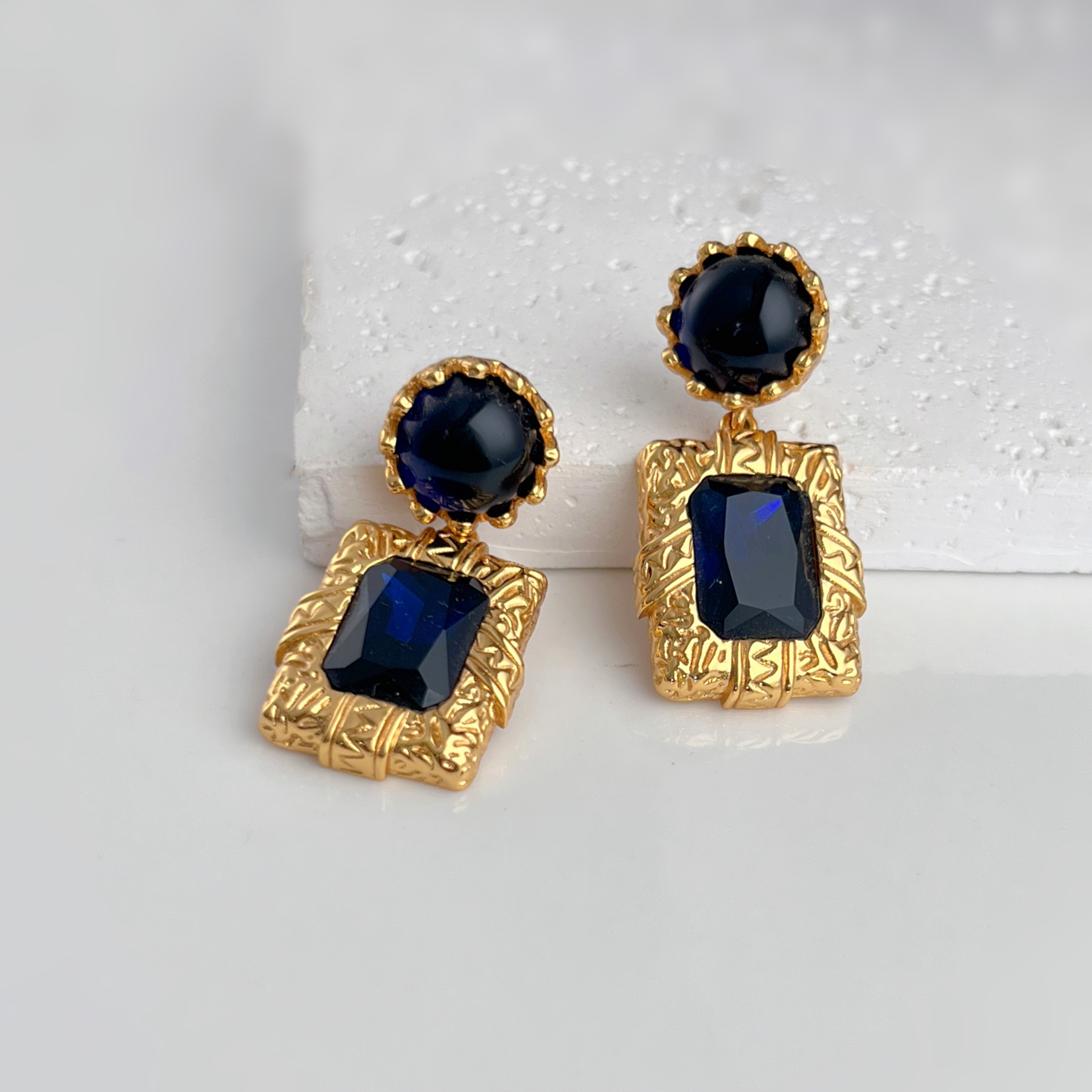 铜合金琉璃耳饰 A538/中古风琉璃款大气时尚耳环