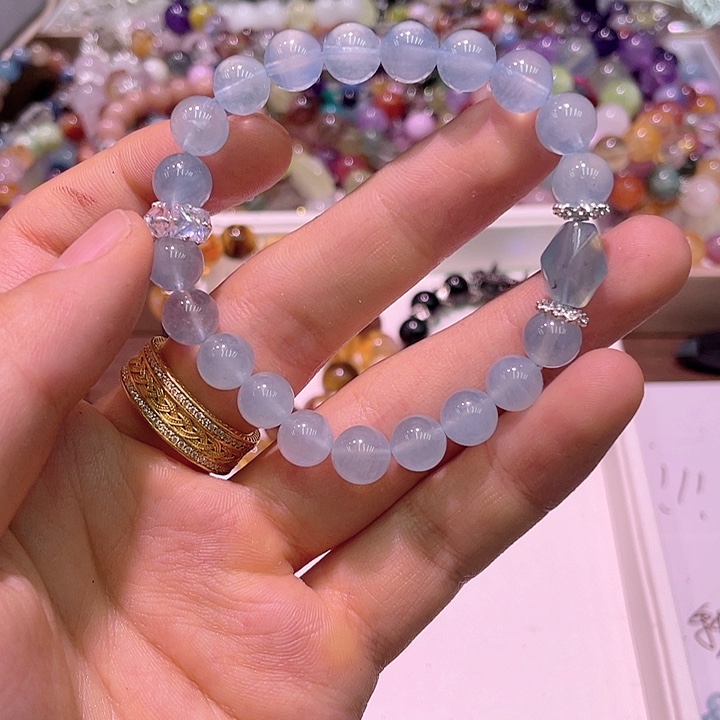 水晶手链未镶嵌海蓝宝064
