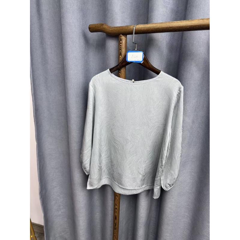 2025夏季新款休闲时尚圆领桑蚕丝七分袖上衣女A364