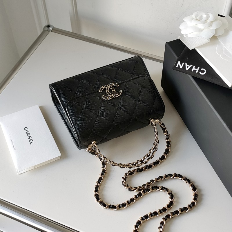 99新 Chanel/香奈儿 【24期免息】25S黑金手柄kelly斜挎包 53029