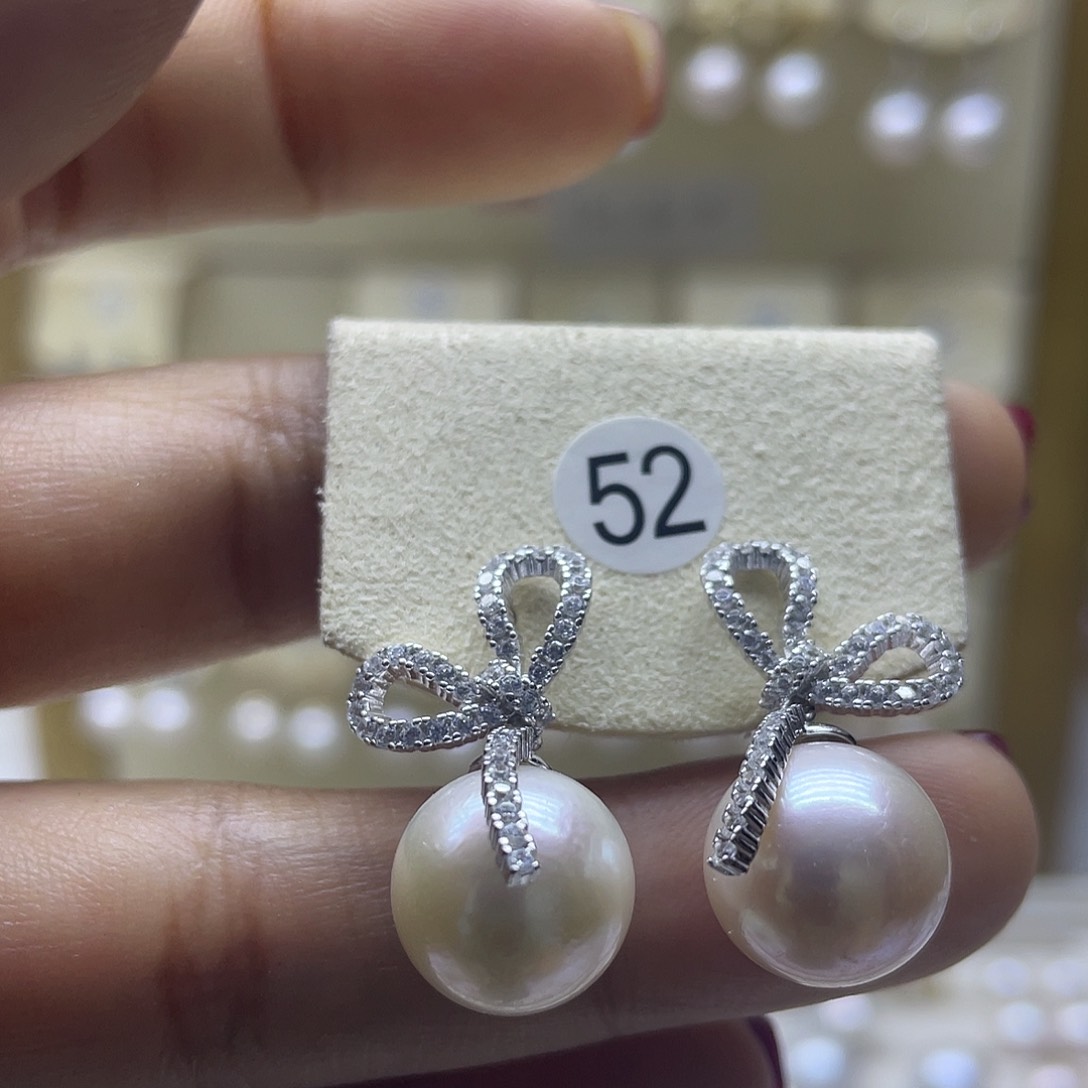 淡水珍珠耳饰银S925镶嵌