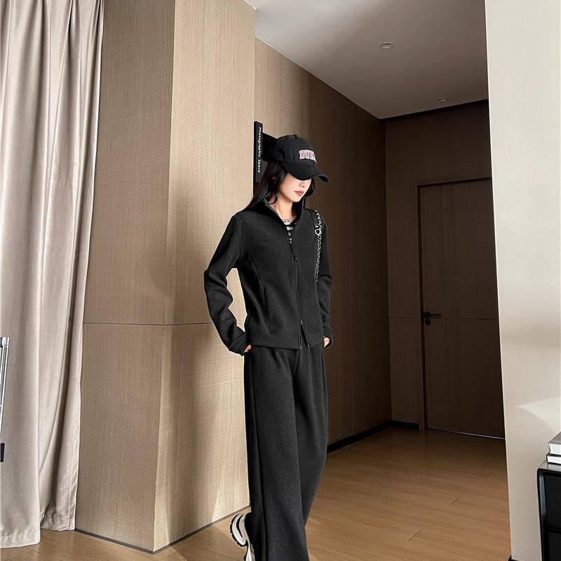 【休闲随心套装】高级感立领简约风云朵绒显瘦套装 15729(8826)