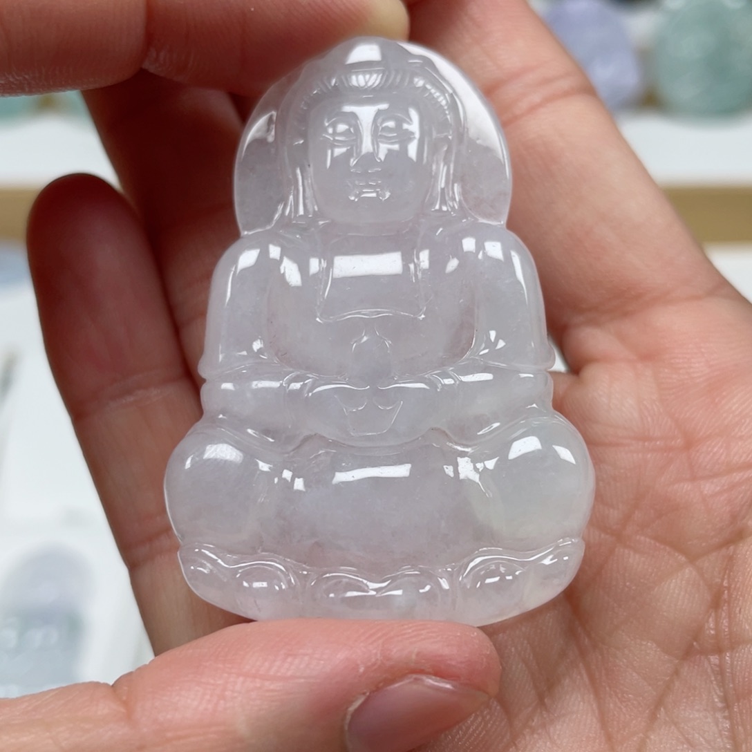 翡翠颈饰未镶嵌天然翡翠A货观音60号