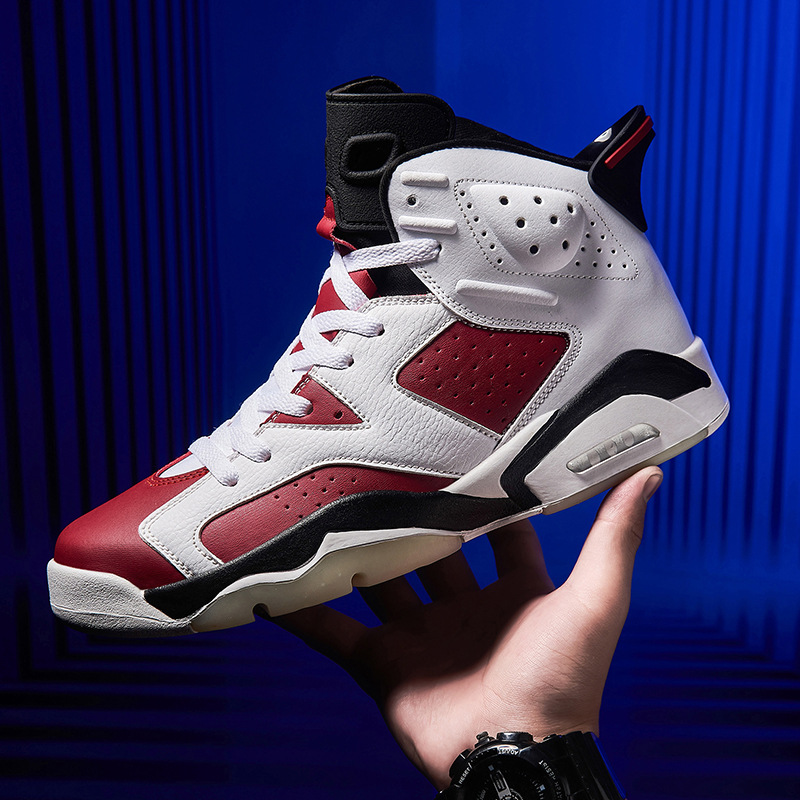 高品质莆田aj6高帮实战篮球鞋男气垫运动大码跑步鞋回弹摩擦有声
