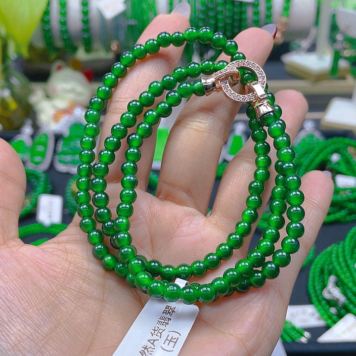 翡翠颈饰未镶嵌圆珠项链5