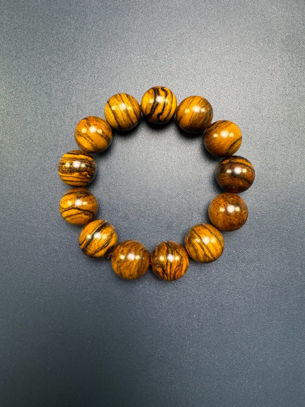 印尼贡木1.8圆珠虎皮纹单圈手串