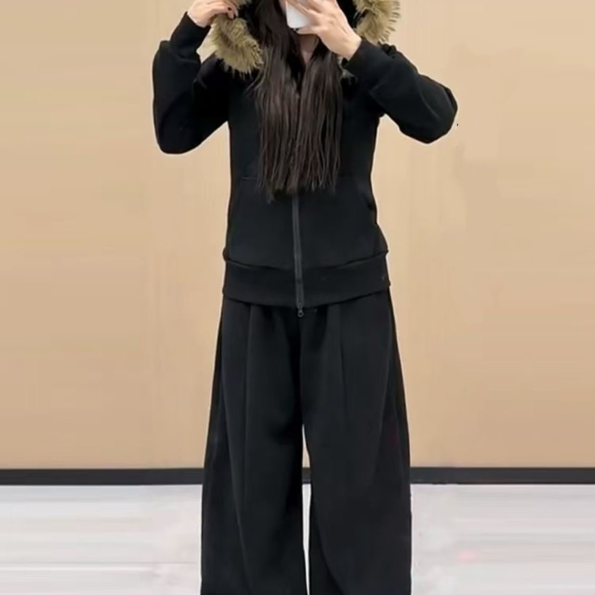 法式时尚套装春季卫衣黑色时尚显瘦秋冬洋气秋季女装