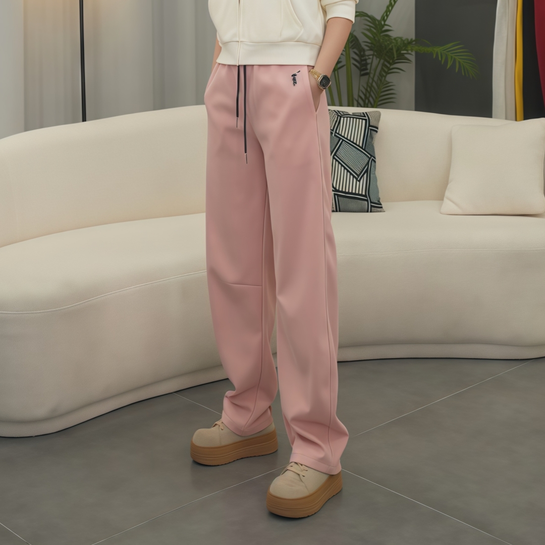 新款气质春秋垂感高腰显瘦直筒宽松运动休闲阔腿裤女