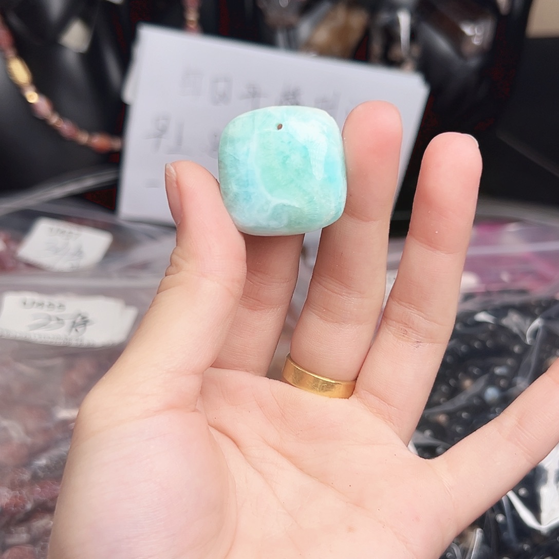 玛瑙/玉髓合金珠宝半成品u505 27m 方牌天河石吊坠