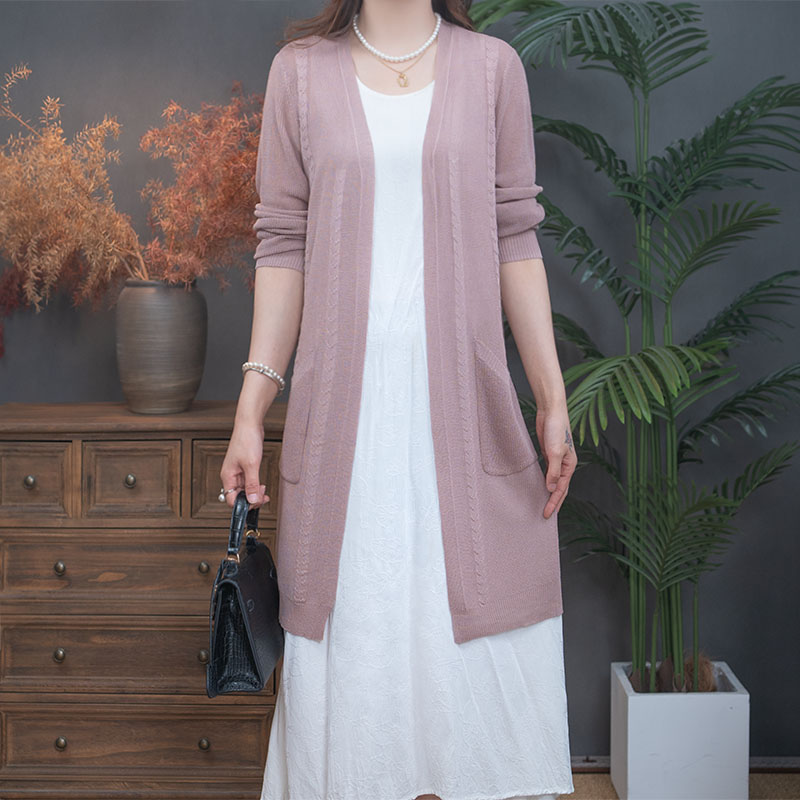 2025夏新款洋气设计薄款中长款长袖外搭针织时尚百搭2506-116