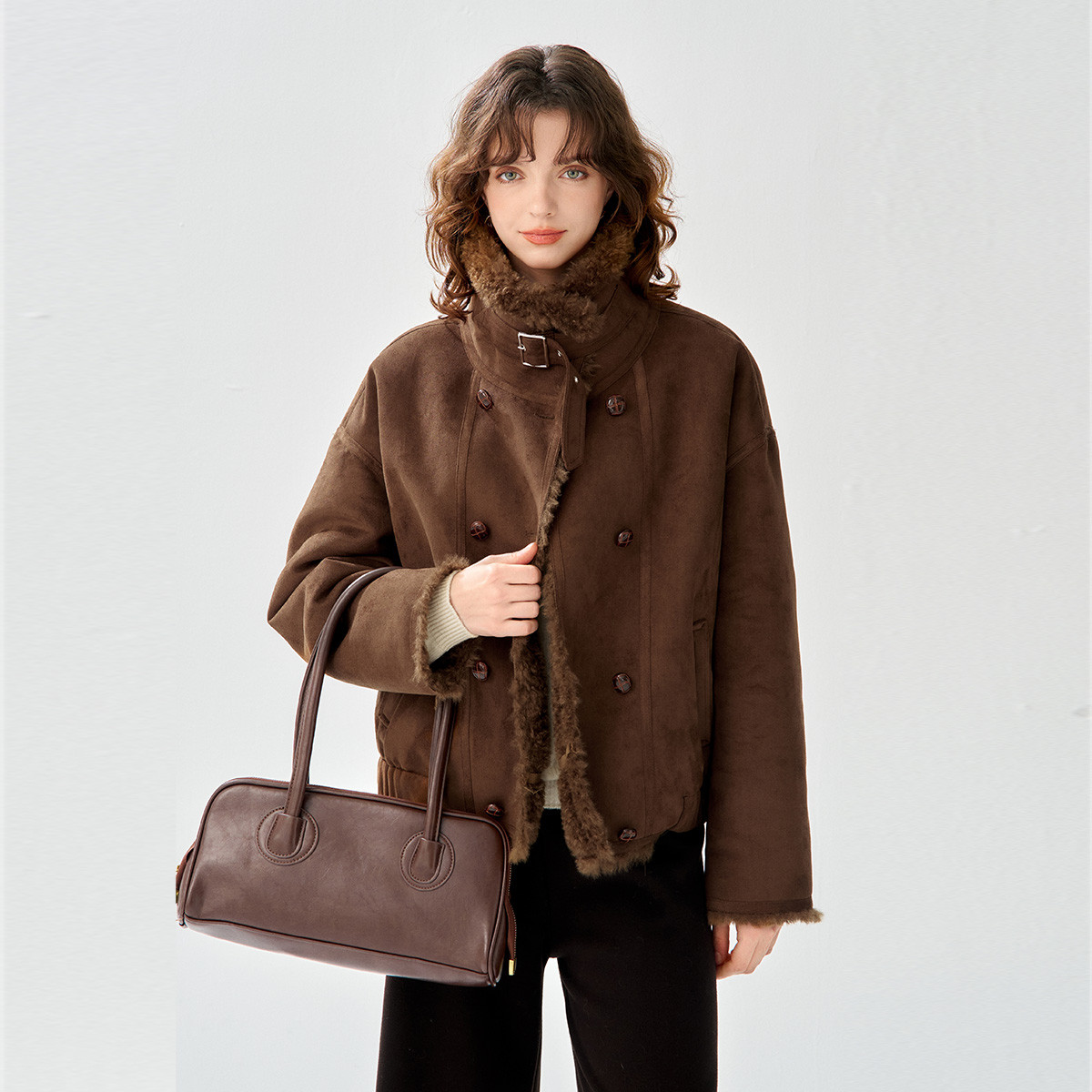 2025冬款麂皮绒保暖上衣气质复古百搭外套女