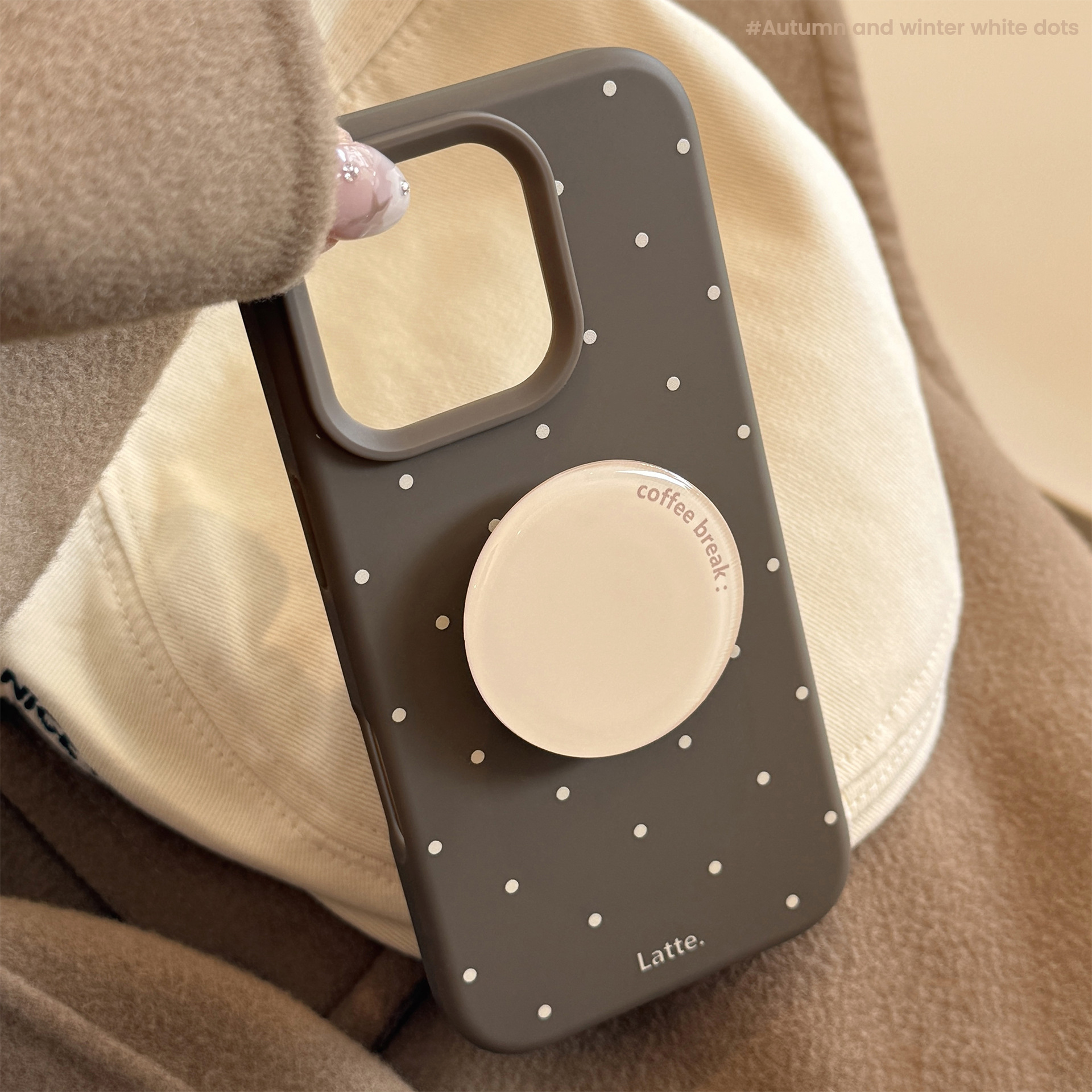 【包相机键】高级感支架波点适用iphone17苹果16手机软壳14/13/1211