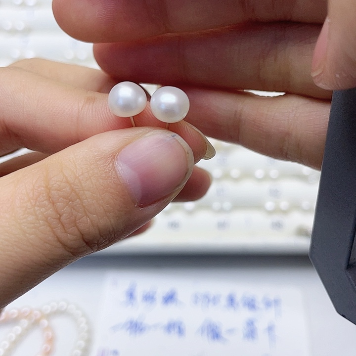 海水珍珠耳饰银S925镶嵌?*糖